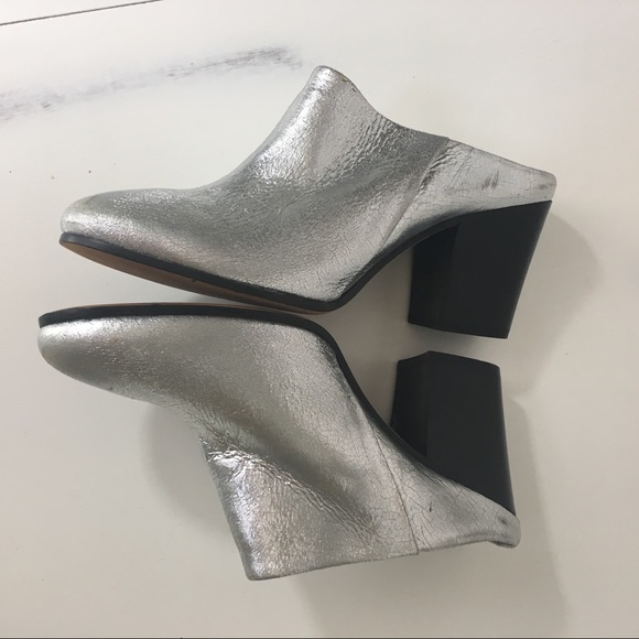 Kalliste Metallic Silver Backless Slip-ons EUR 37 - Picture 2 of 8